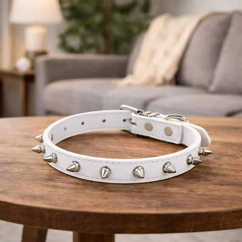 Collier chien cuir rose
