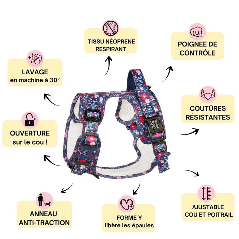 Harnais pour chien anti-traction Violala – Comfy chic & fleuri