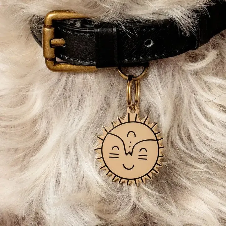 Médaille gravée pour chien personnalisable Soleil Souriant