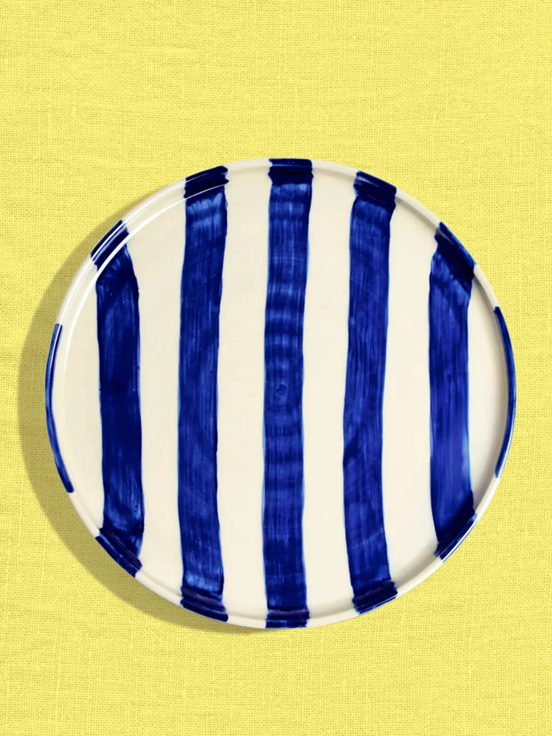 Grande assiette | Bleu Linhas