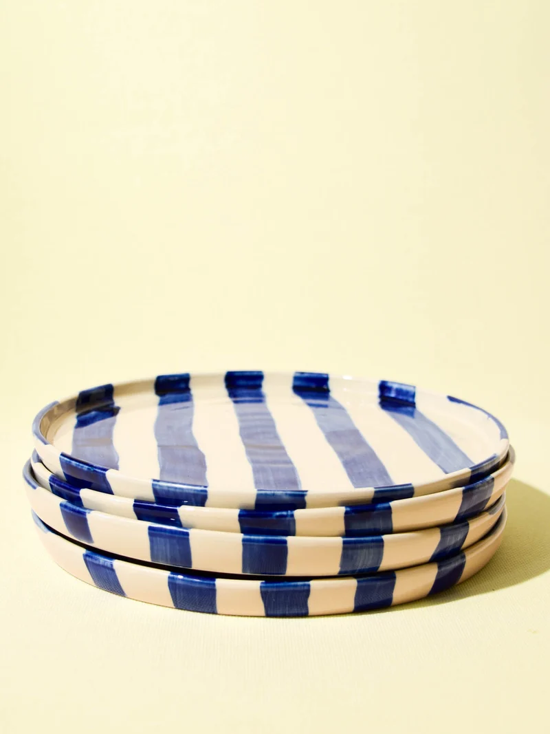 Grande assiette | Bleu Linhas