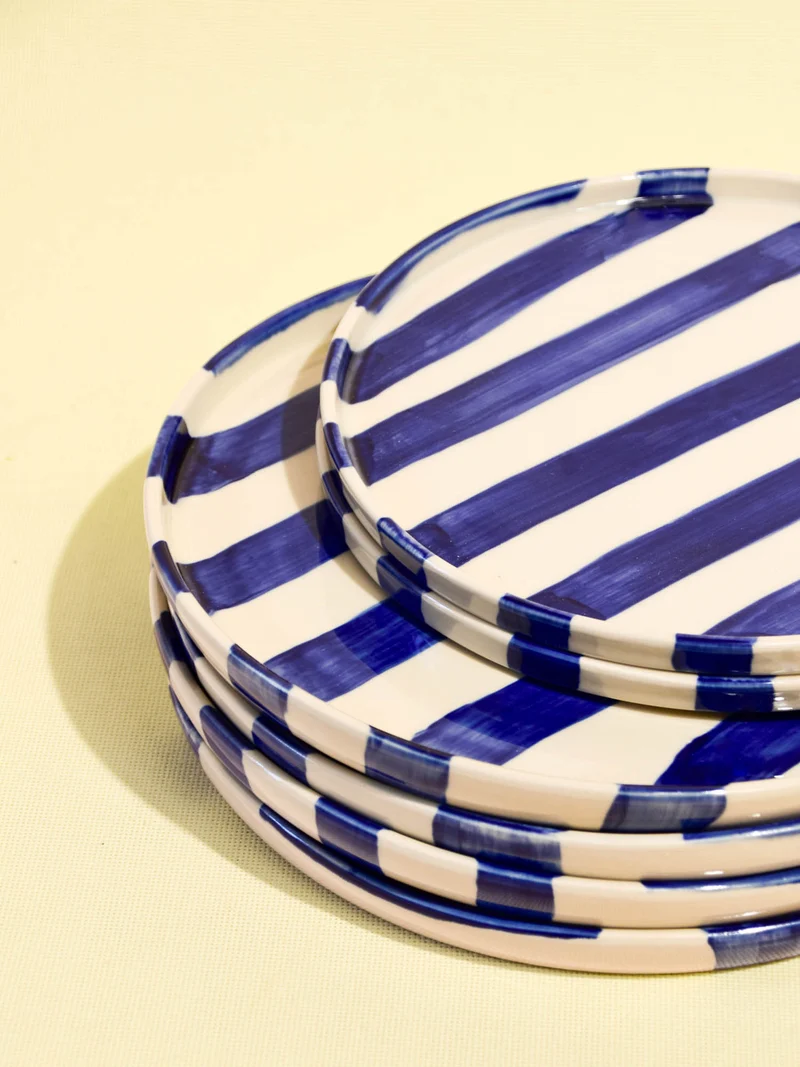 Grande assiette | Bleu Linhas