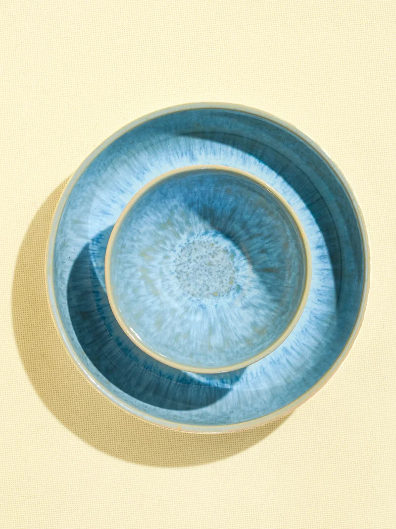 Plat de service rond | Bleu água