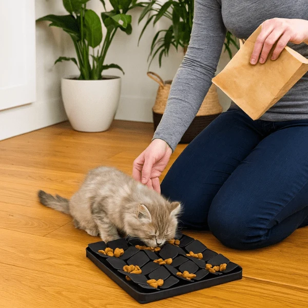 Gamelle anti glouton chaton - Éducative de fouille - MeowMeal™