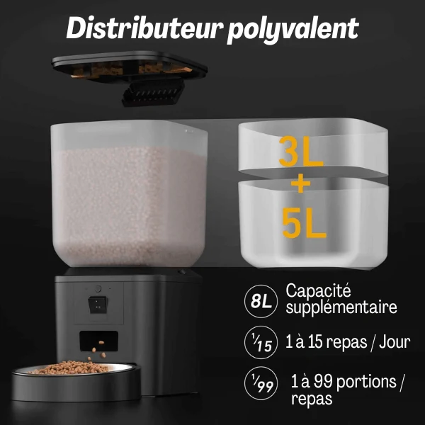 Distributeur croquette chat automatique 8L - MegaFeeder Control™