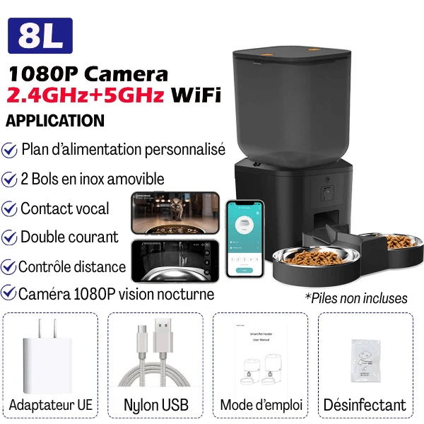 Distributeur croquette chat automatique 8L - MegaFeeder Control™