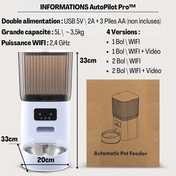 Distributeur automatique de croquettes pour chat - AutoPilot Pro™