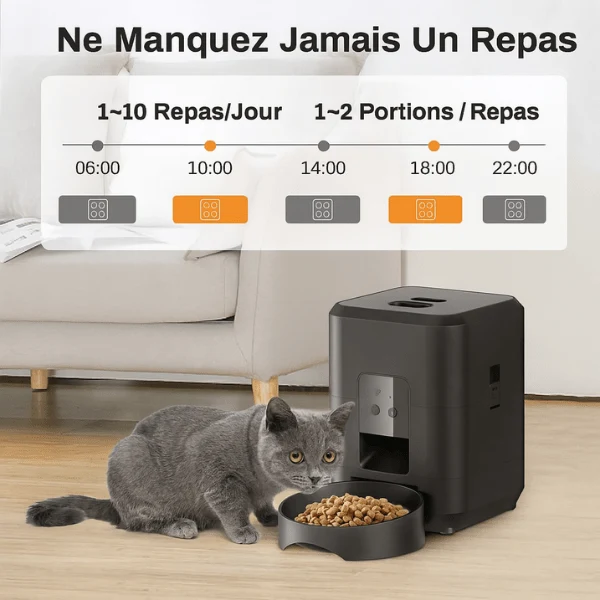 Distributeur de croquettes pour chat automatique - CroqTech™