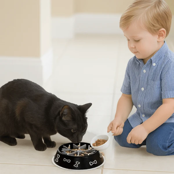 Gamelle pour chat anti glouton - Insert gamelle flocon - InterBowl™