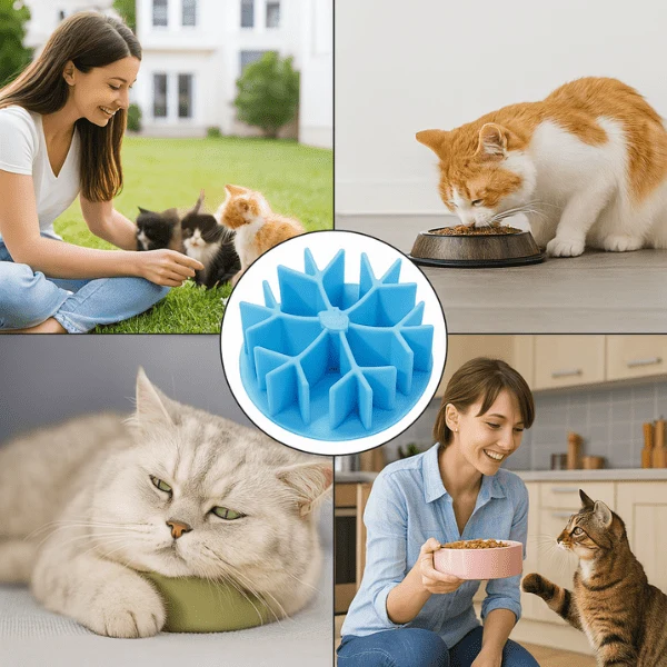 Gamelle pour chat anti glouton - Insert gamelle flocon - InterBowl™