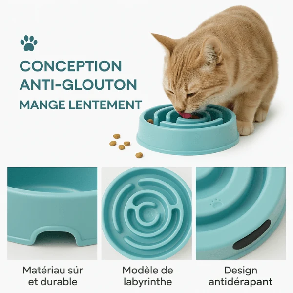 Gamelle chat anti glouton - Relief circulaire compacte - Bowl Control™
