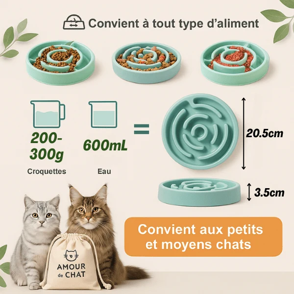 Gamelle chat anti glouton - Relief circulaire compacte - Bowl Control™