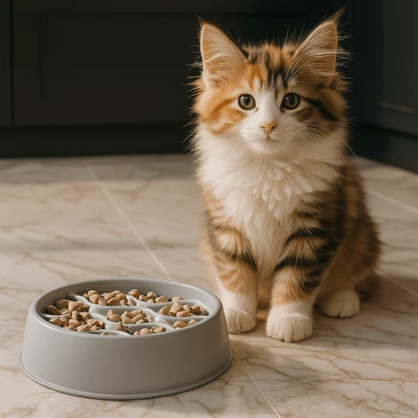 Gamelle anti glouton chaton - Reliefs doux ondulés - QuickSlow™