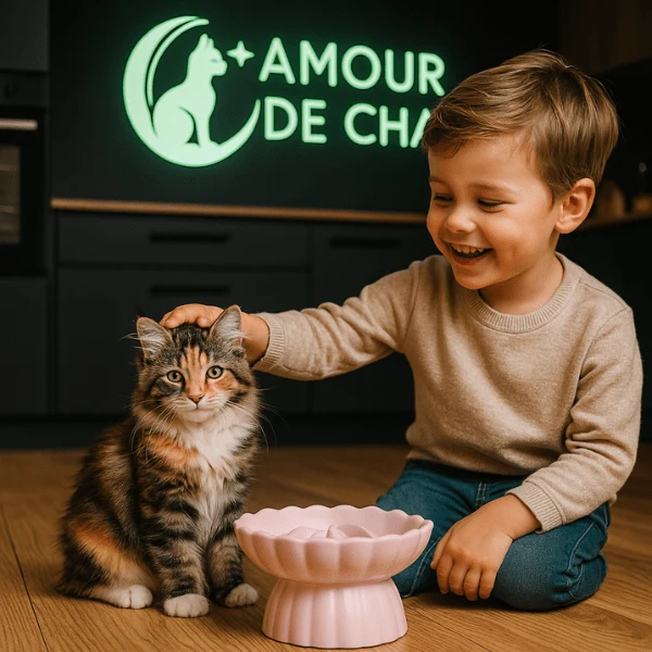 Gamelle anti glouton chaton - Surélevée et éducative - CéramWhisker™