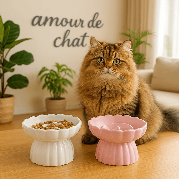 Gamelle anti glouton chaton - Surélevée et éducative - CéramWhisker™