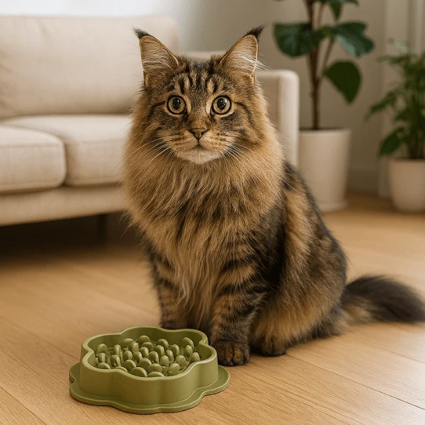 Gamelle anti-glouton chat - Reliefs picots doux stable - SiliZen™