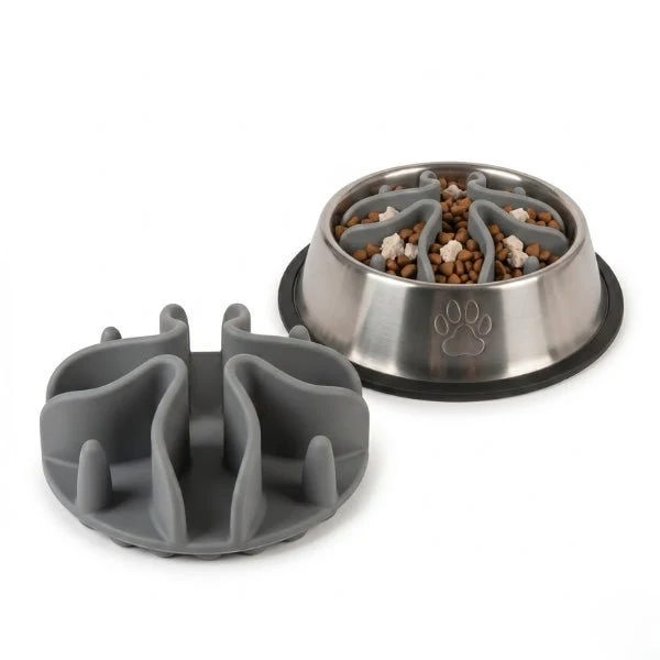 Gamelle anti-glouton chat - Insert silicone à ventouses - BaseBowl™