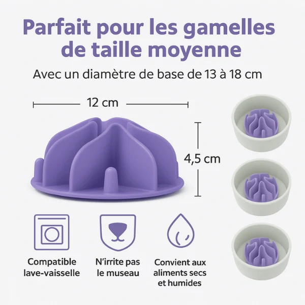 Gamelle anti-glouton chat - Insert silicone à ventouses - BaseBowl™