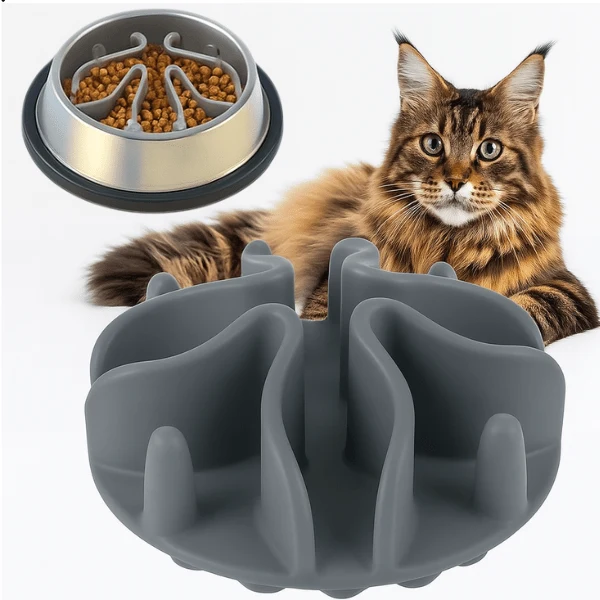 Gamelle anti-glouton chat - Insert silicone à ventouses - BaseBowl™