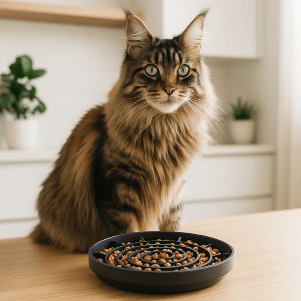 Gamelles anti glouton chat - Labyrinthe anti anxiété - Spiral Bowl™
