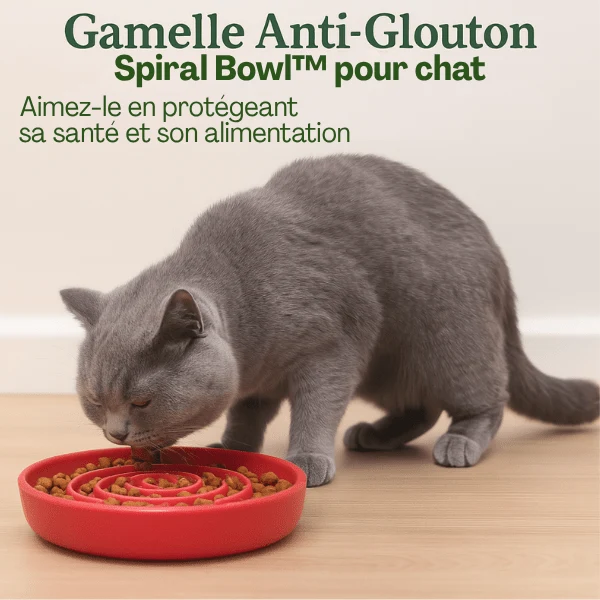 Gamelles anti glouton chat - Labyrinthe anti anxiété - Spiral Bowl™