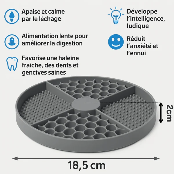 Gamelles anti glouton chat - Compartiments et léchage - Base AntiCroc™