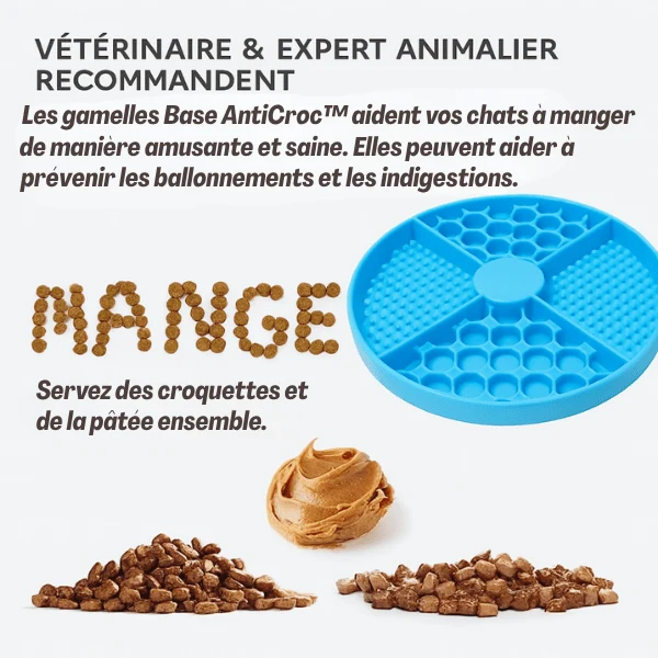 Gamelles anti glouton chat - Compartiments et léchage - Base AntiCroc™