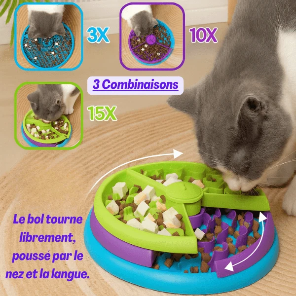 Gamelles anti glouton chat - Plusieurs niveaux ludiques - AntiCroc360™