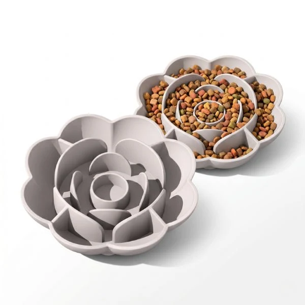 Gamelle anti glouton chat - Reliefs fleur silicone - FlowerSlow™