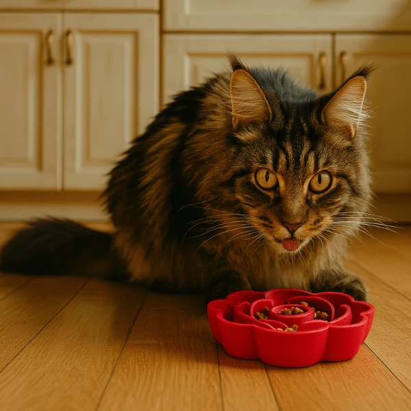 Gamelle anti glouton chat - Reliefs fleur silicone - FlowerSlow™
