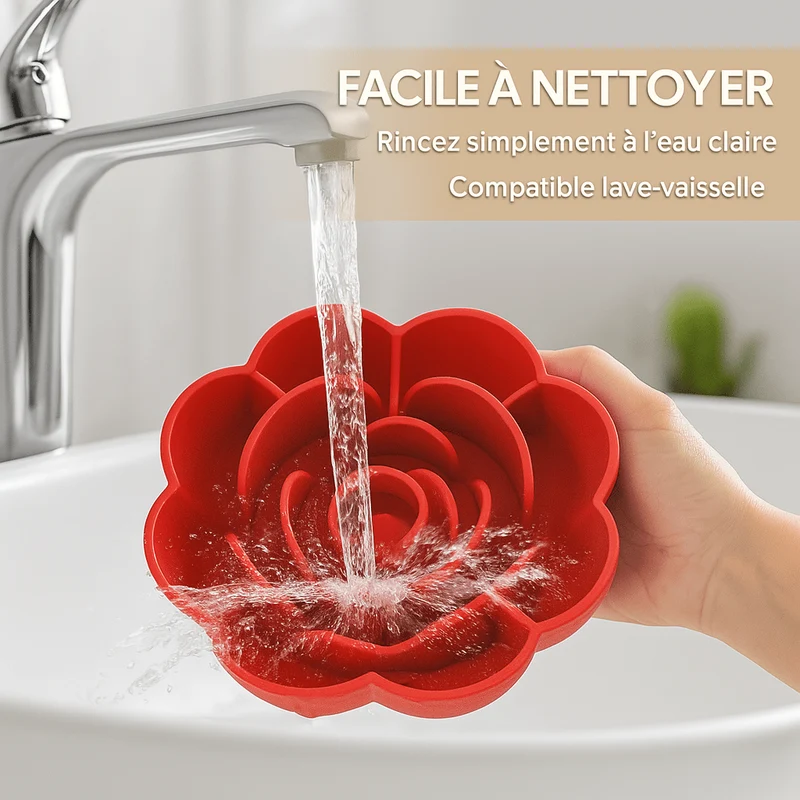 Gamelle anti glouton chat - Reliefs fleur silicone - FlowerSlow™