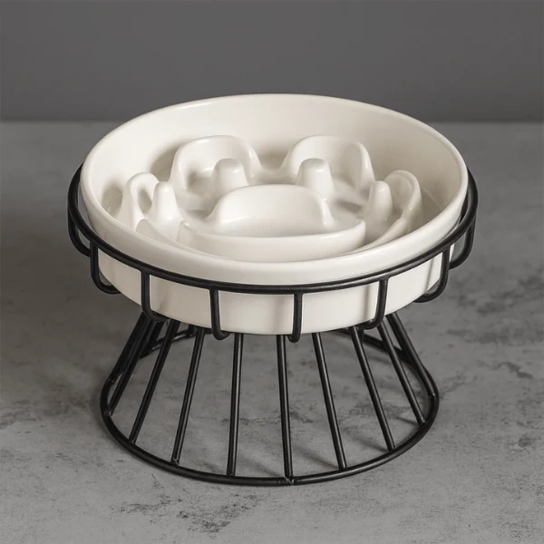 Gamelle anti glouton chat - Surélevée céramique stable - NoRush Bowl™