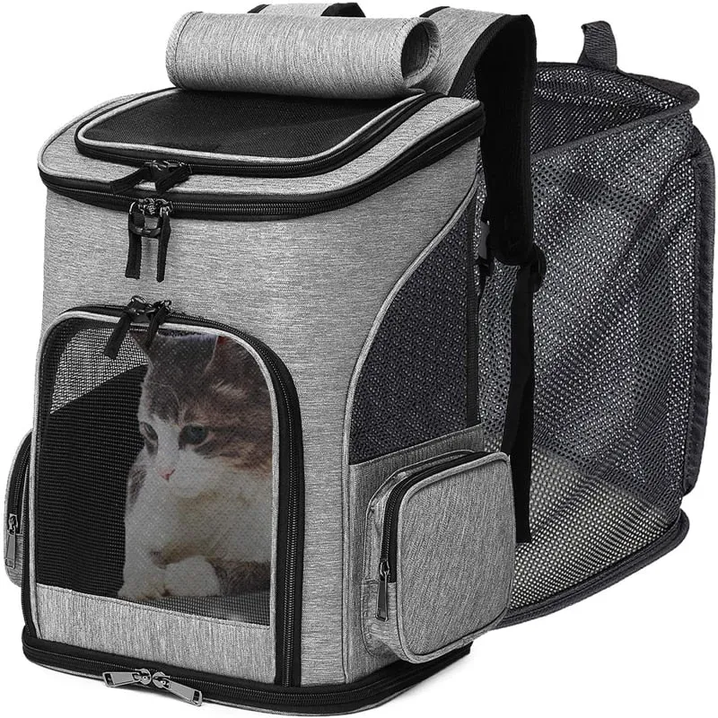Sac à dos de promenade extensible pour chat – 33 x 27 x 42 cm