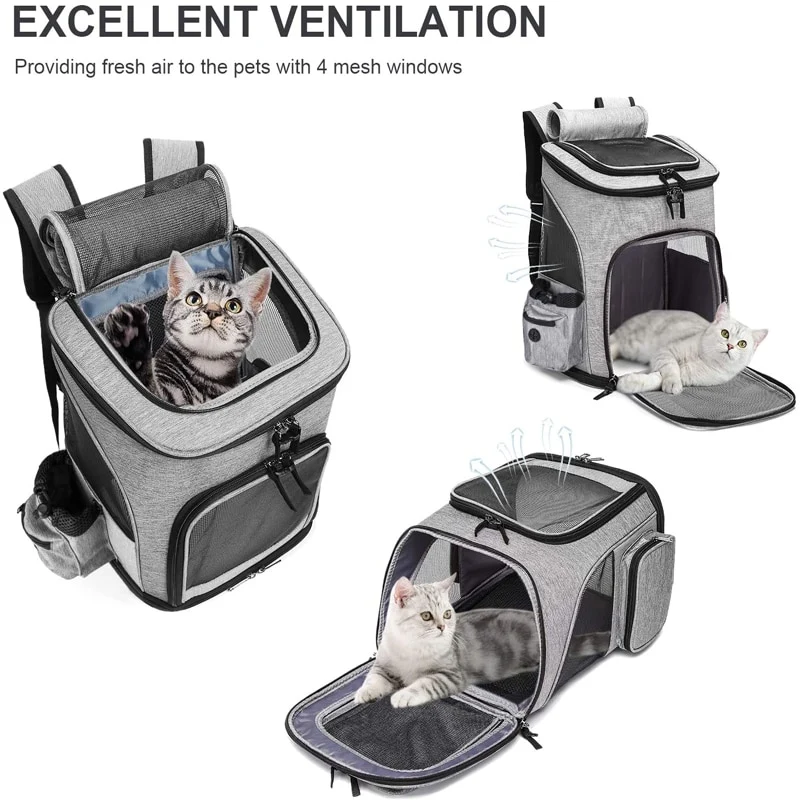 Sac à dos de promenade extensible pour chat – 33 x 27 x 42 cm