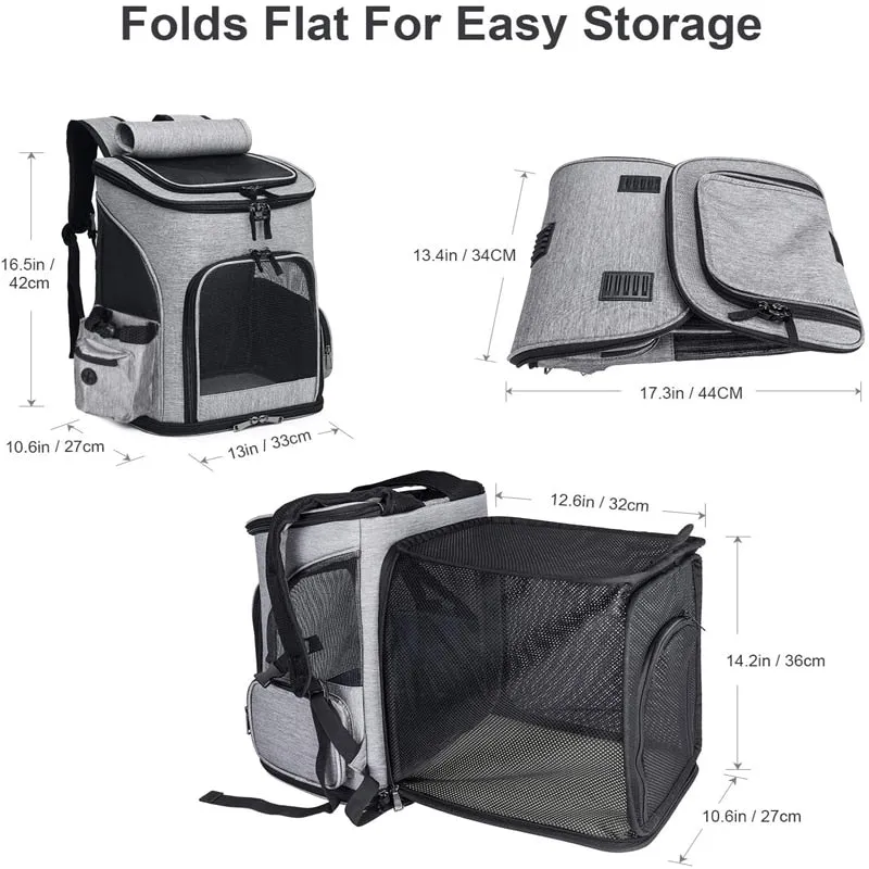 Sac à dos de promenade extensible pour chat – 33 x 27 x 42 cm