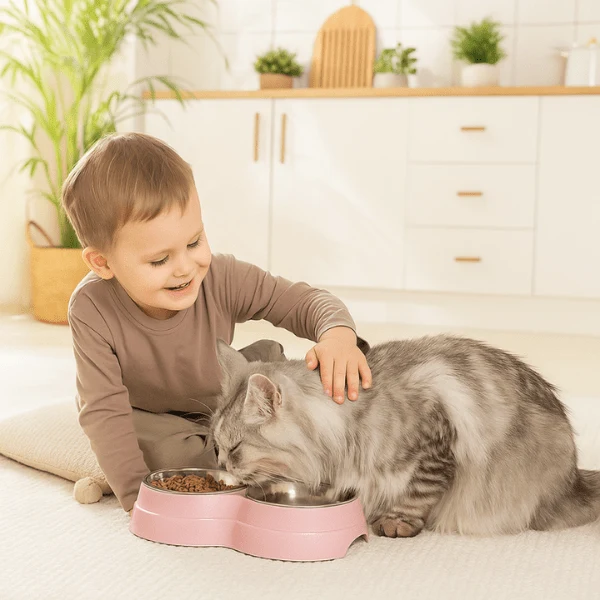 Gamelle pour chat - double bols inox - DoubleCat-Classic™