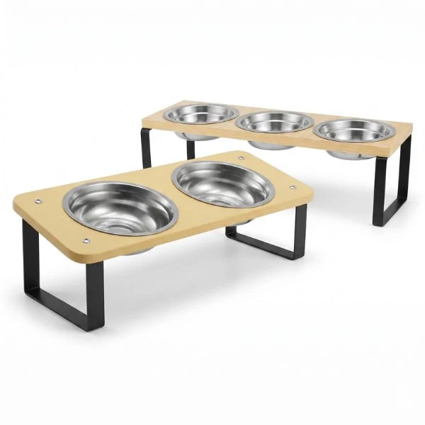 Gamelle pour chat triple - Doux-Festin™ : bols inox amovibles