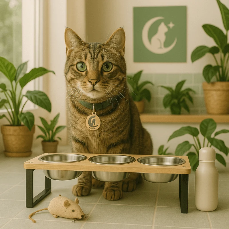 Gamelle pour chat triple - Doux-Festin™ : bols inox amovibles