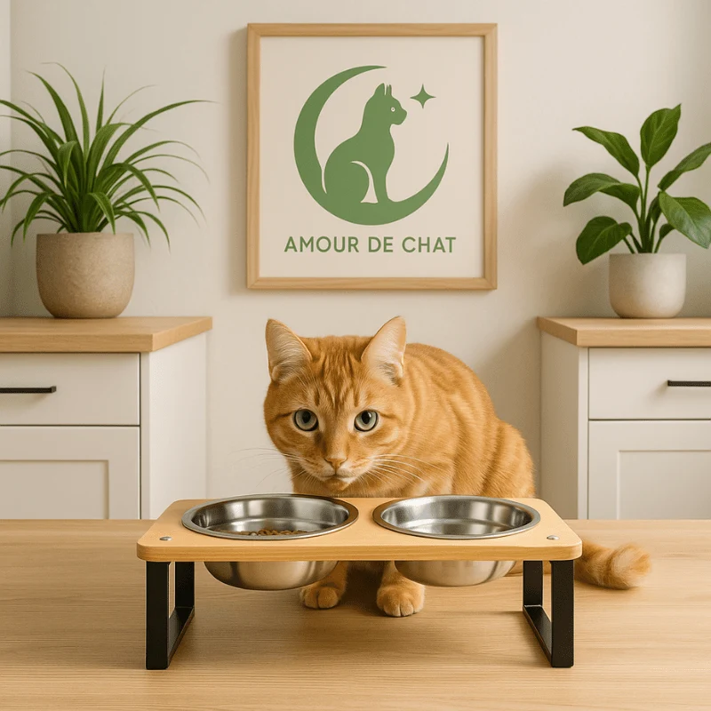 Gamelle pour chat triple - Doux-Festin™ : bols inox amovibles