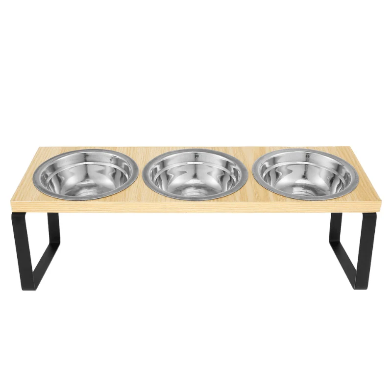 Gamelle pour chat triple - Doux-Festin™ : bols inox amovibles