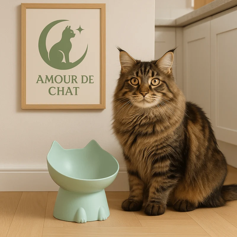 Gamelle pour chat inclinée - Dîner-Levé™ : design tête de chat