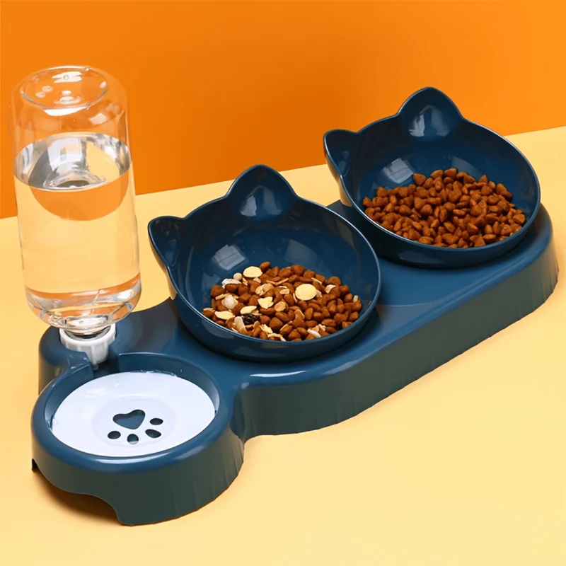 Gamelle pour chat 3 en 1 - Buffet-Cat™ : double bol et eau