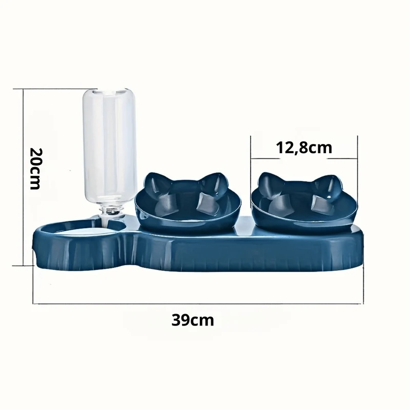 Gamelle pour chat 3 en 1 - Buffet-Cat™ : double bol et eau