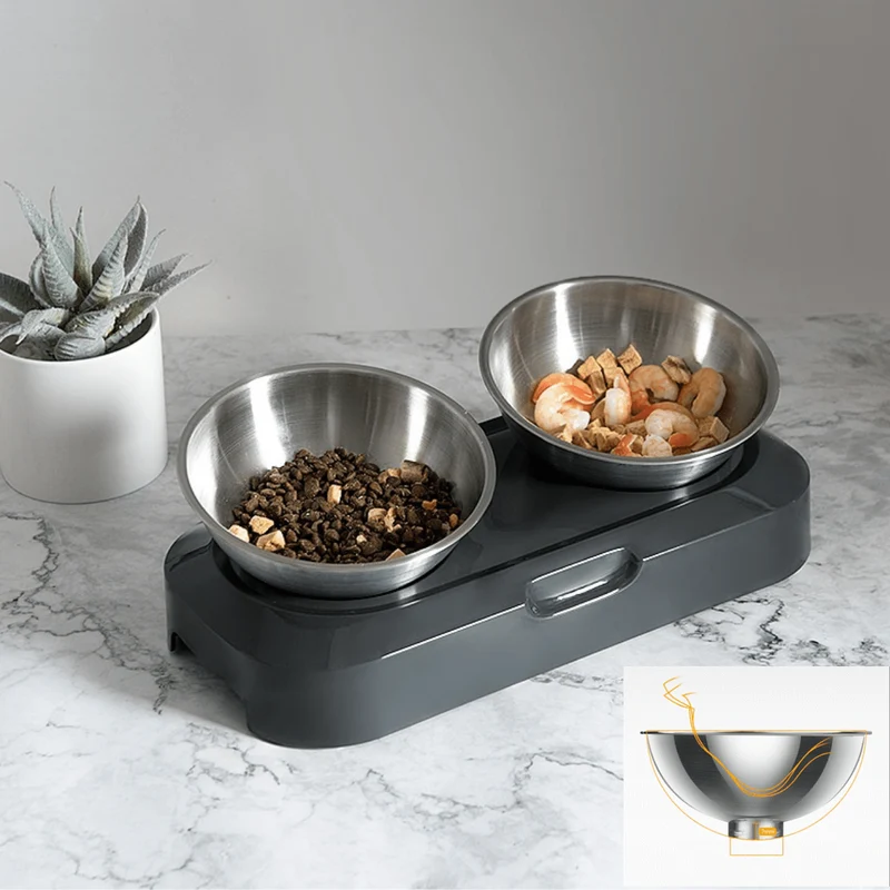 Gamelle pour chat réglable - Goûter-Griffe™ : bol inox