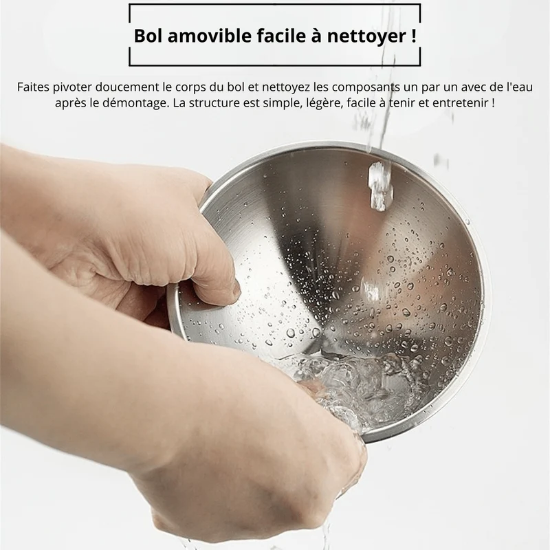 Gamelle pour chat réglable - Goûter-Griffe™ : bol inox