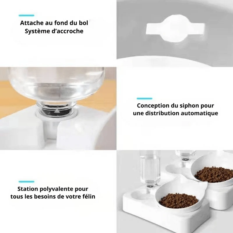 Gamelle pour chat 2 en 1 - Croc-Water™ : avec distributeur d'eau