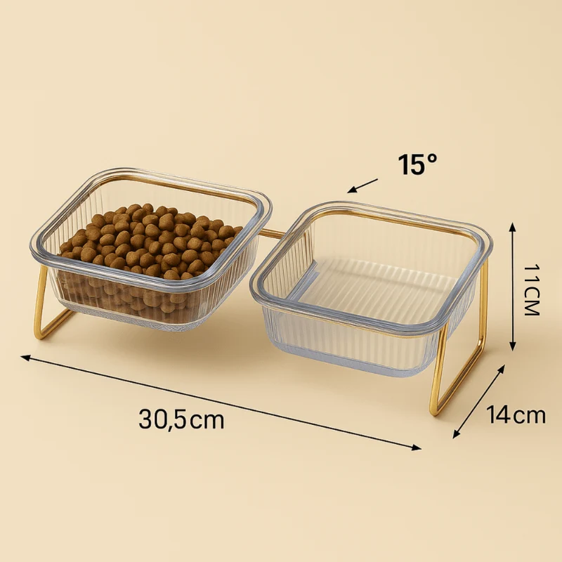 Gamelle pour chat - Golden-Cat™ : inclinée et surélevée