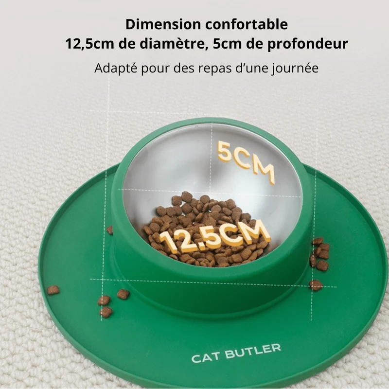 Gamelle chat - bol inox amovible & sol propre - BowlClean™