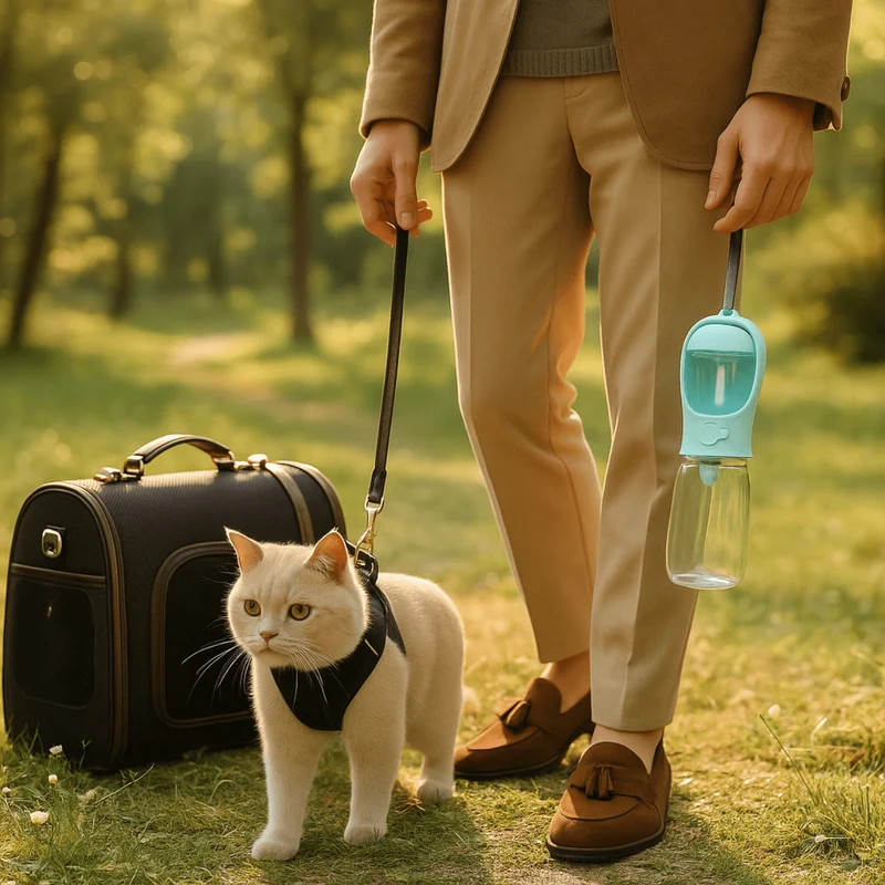 Gamelle chat portable - Croq-Pocket™ : kit 3 en 1