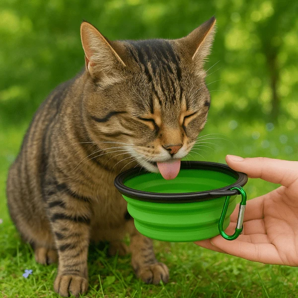 Gamelle chat pliable silicone - Bowl-Trip™ : transport pratique